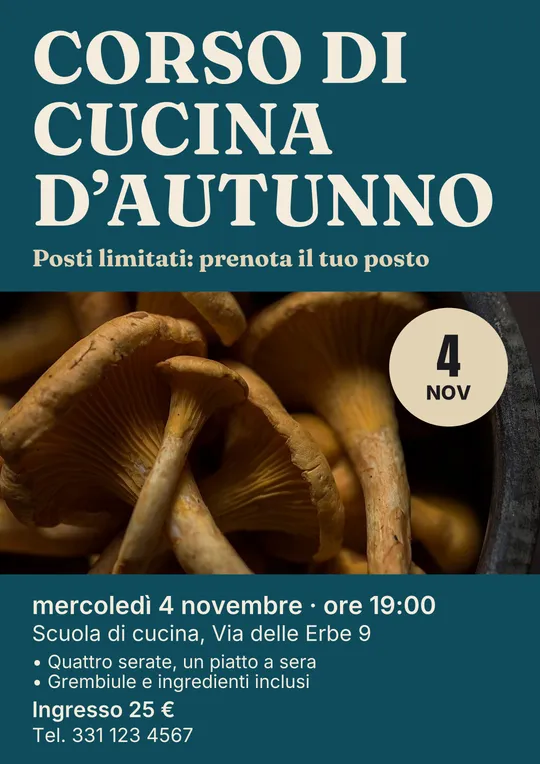 Modello di locandina: Corso di cucina