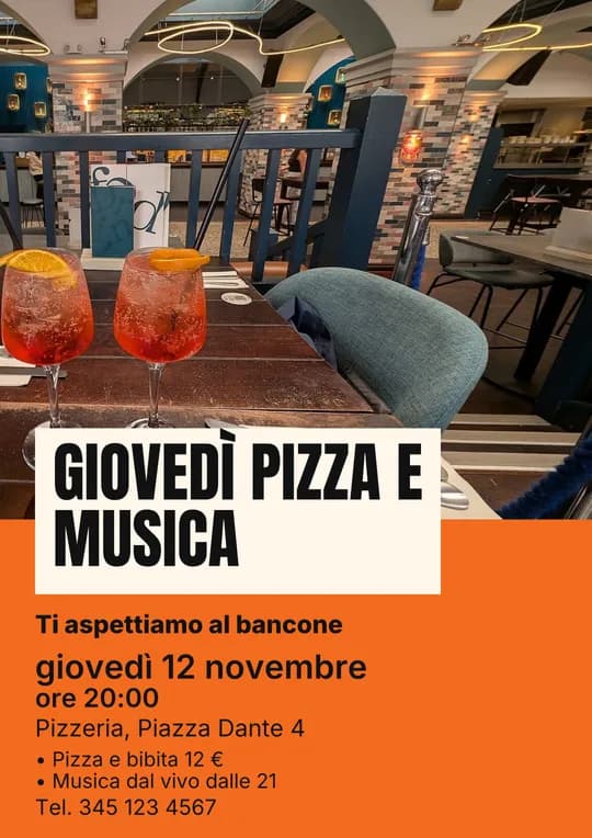 Modello di locandina: Giovedì pizza e musica